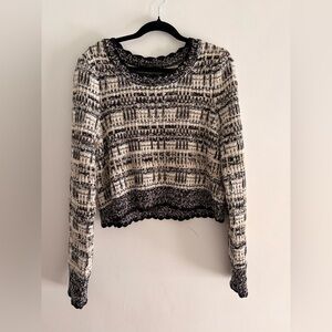 House of Harlow 1960 Cropped Knit Sweater XL Textured Metallic Boho Chic